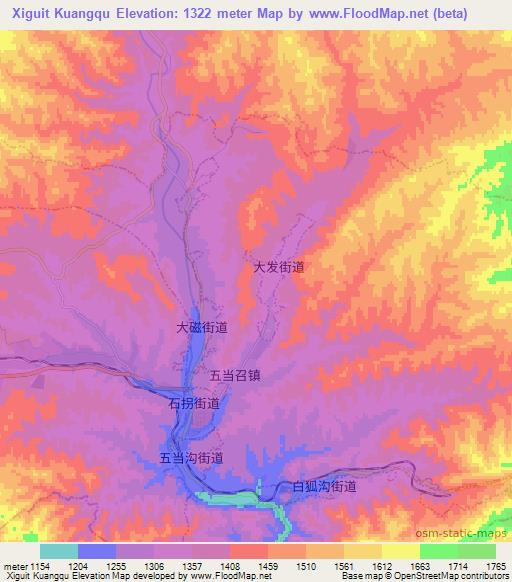 Xiguit Kuangqu,China Elevation Map