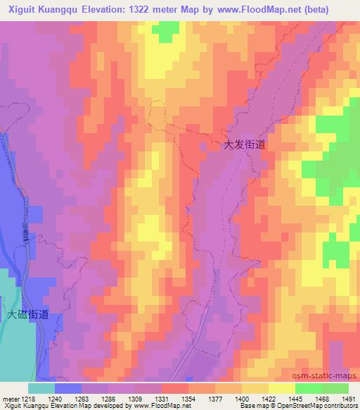 Xiguit Kuangqu,China Elevation Map