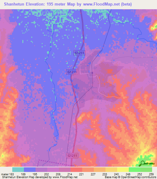 Shanhetun,China Elevation Map