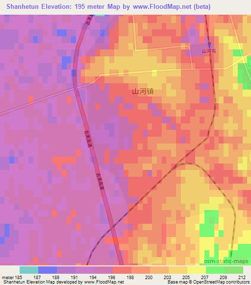 Shanhetun,China Elevation Map