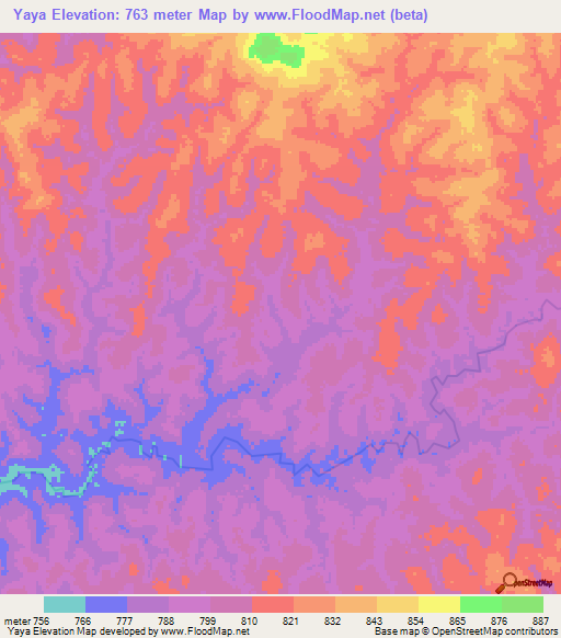 Yaya,Congo (Kinshasa) Elevation Map