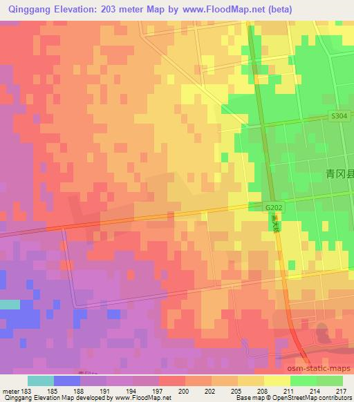 Qinggang,China Elevation Map