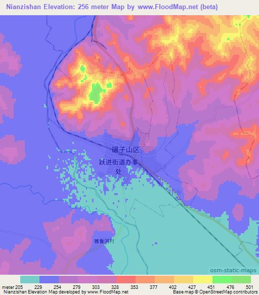 Nianzishan,China Elevation Map