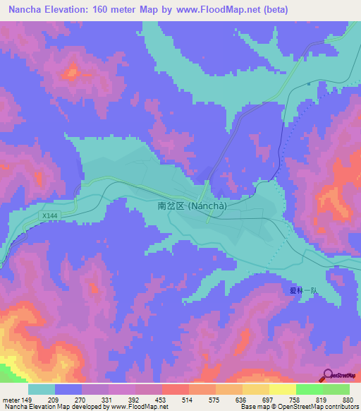 Nancha,China Elevation Map