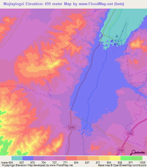Mujiayingzi,China Elevation Map