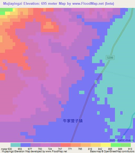 Mujiayingzi,China Elevation Map