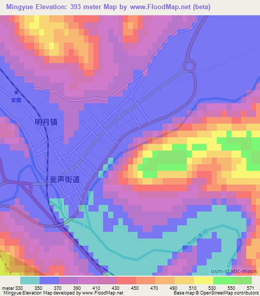 Mingyue,China Elevation Map