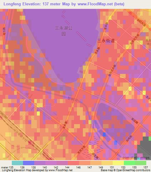 Longfeng,China Elevation Map
