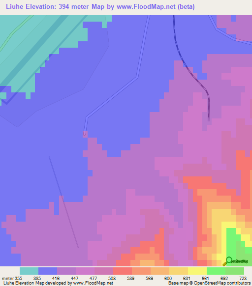 Liuhe,China Elevation Map