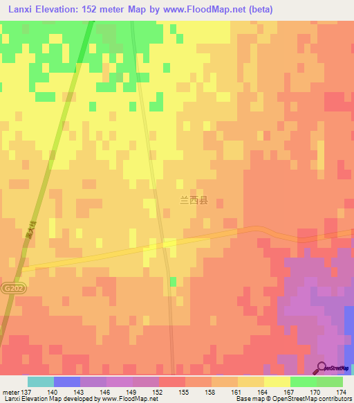 Lanxi,China Elevation Map
