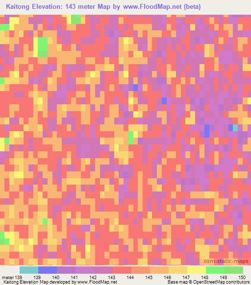 Kaitong,China Elevation Map