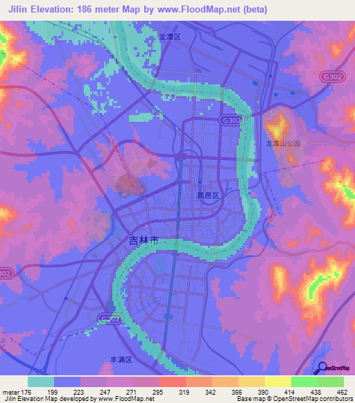 Jilin,China Elevation Map