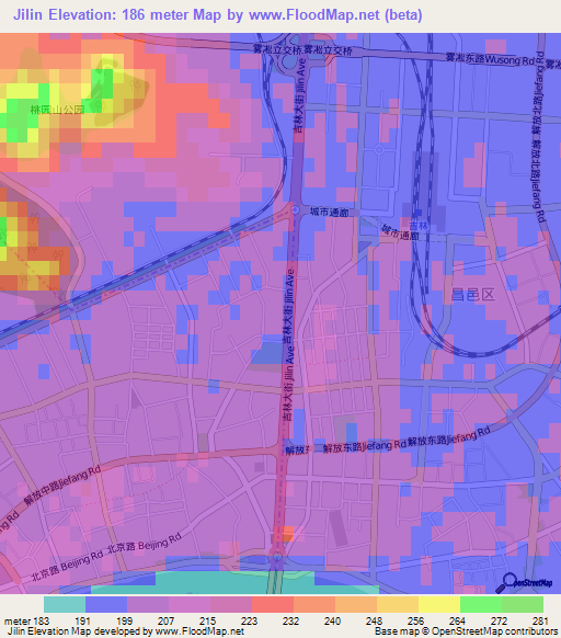 Jilin,China Elevation Map