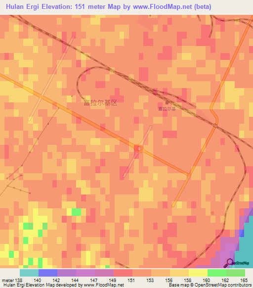 Hulan Ergi,China Elevation Map