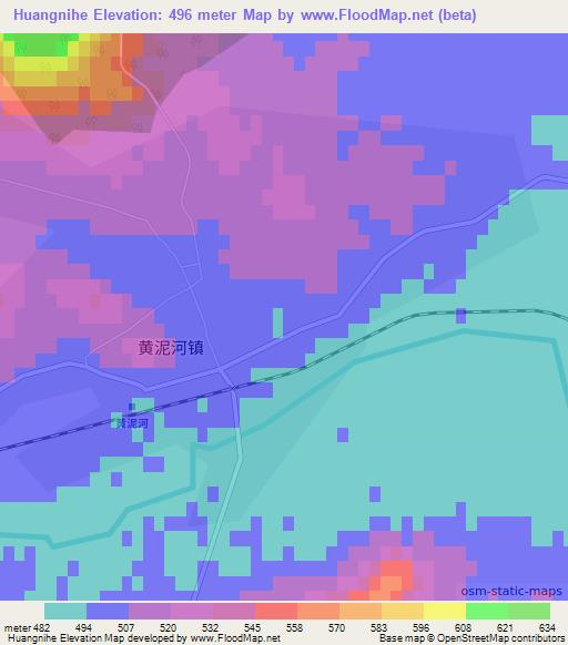 Huangnihe,China Elevation Map