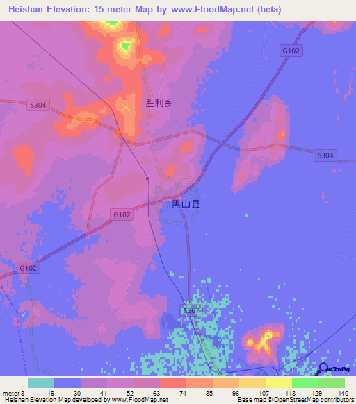 Heishan,China Elevation Map