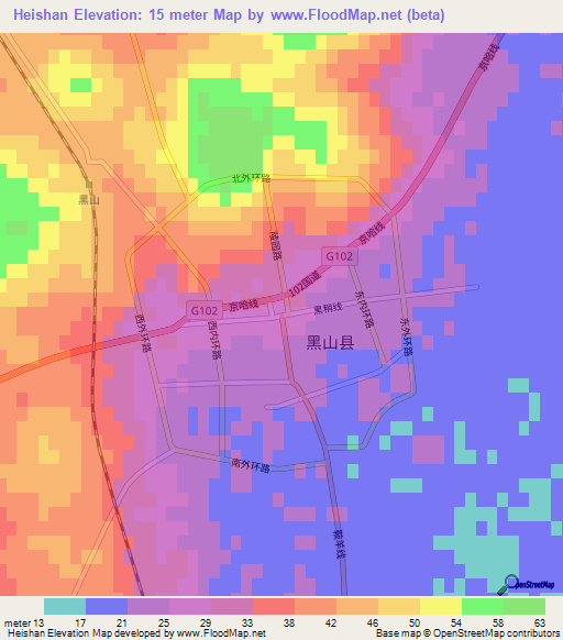 Heishan,China Elevation Map