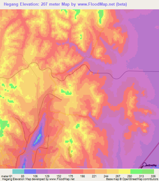 Hegang,China Elevation Map