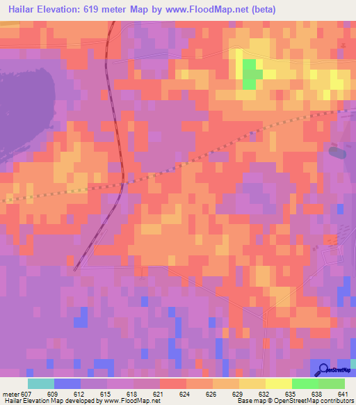 Hailar,China Elevation Map