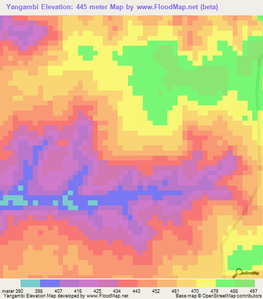 Yangambi,Congo (Kinshasa) Elevation Map