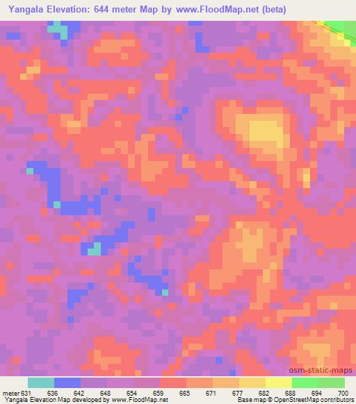Yangala,Congo (Kinshasa) Elevation Map