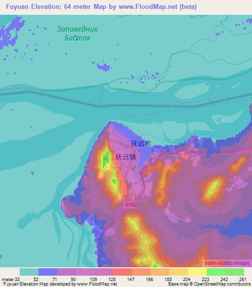Fuyuan,China Elevation Map