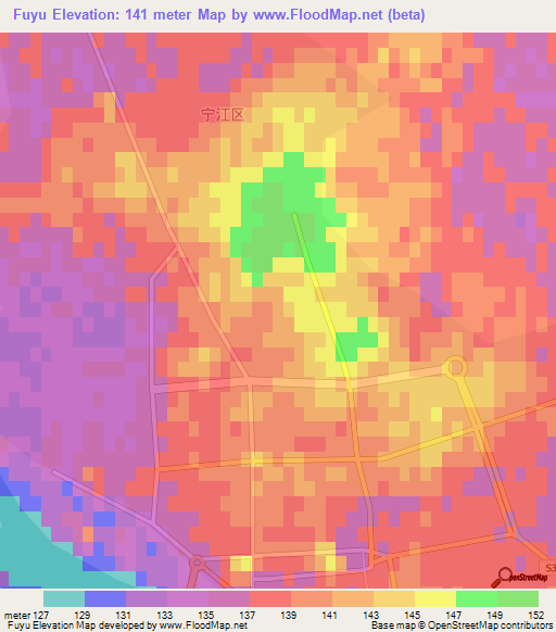 Fuyu,China Elevation Map