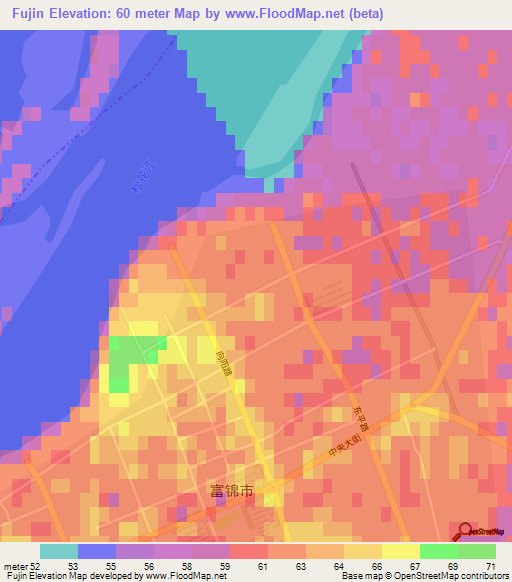 Fujin,China Elevation Map