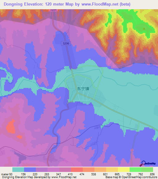 Dongning,China Elevation Map