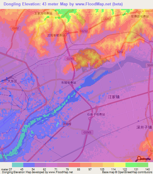 Dongling,China Elevation Map
