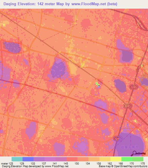 Daqing,China Elevation Map