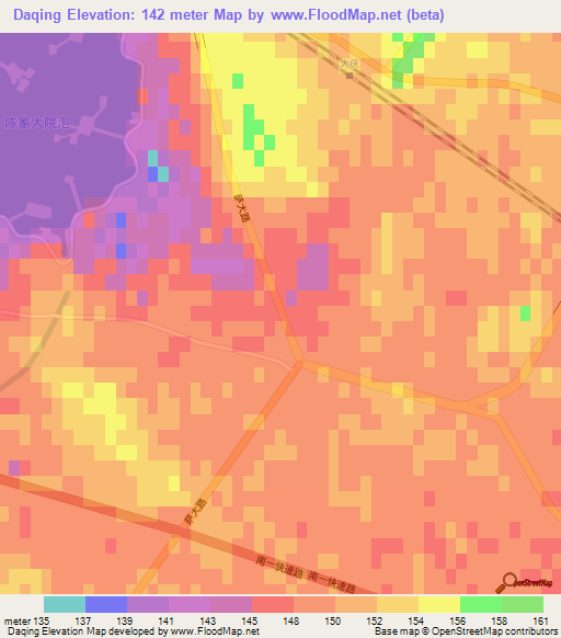 Daqing,China Elevation Map