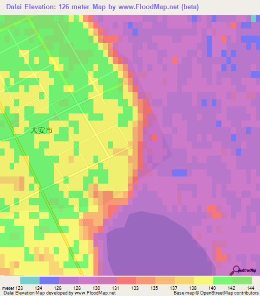 Dalai,China Elevation Map