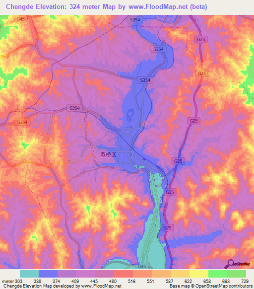 Chengde,China Elevation Map