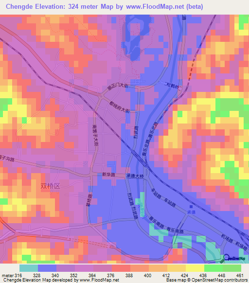 Chengde,China Elevation Map
