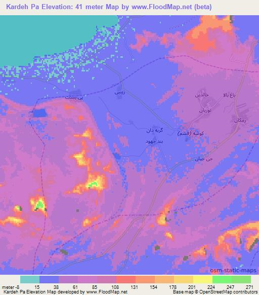 Kardeh Pa,Iran Elevation Map