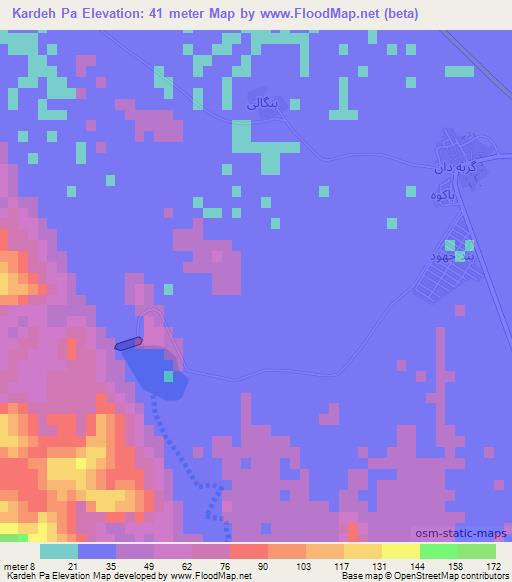 Kardeh Pa,Iran Elevation Map
