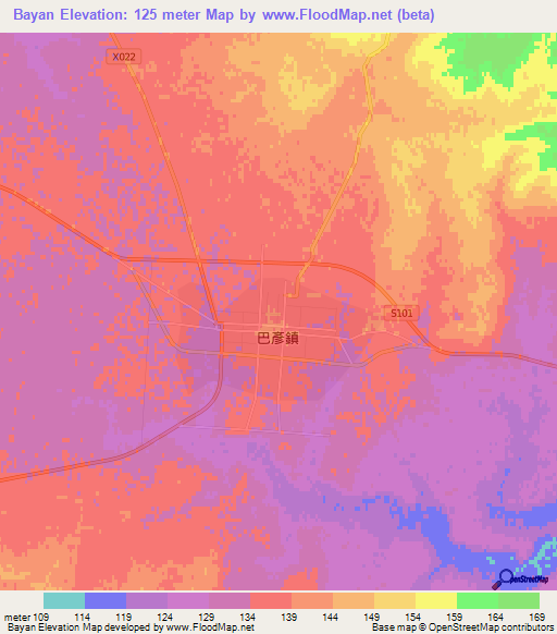 Bayan,China Elevation Map