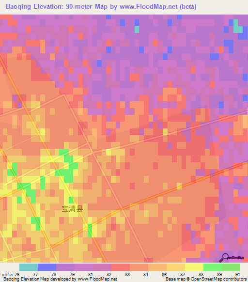 Baoqing,China Elevation Map
