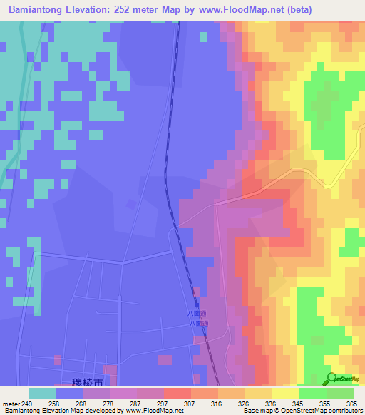 Bamiantong,China Elevation Map