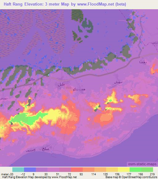 Haft Rang,Iran Elevation Map
