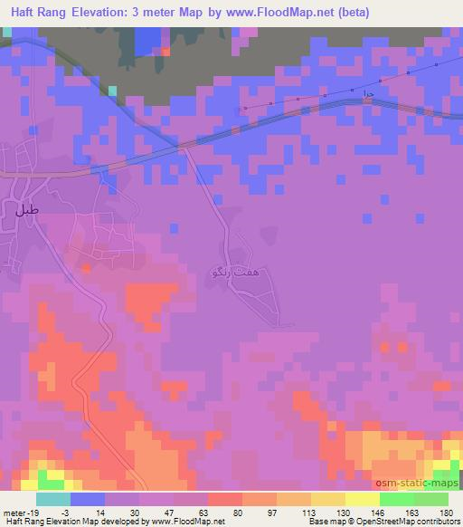 Haft Rang,Iran Elevation Map