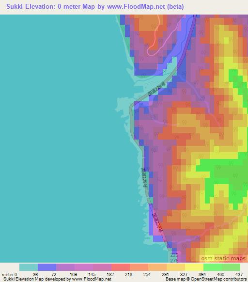 Sukki,Japan Elevation Map