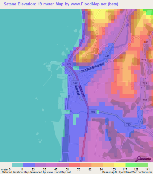Setana,Japan Elevation Map