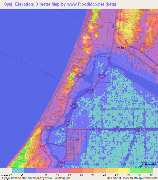 Oyaji,Japan Elevation Map