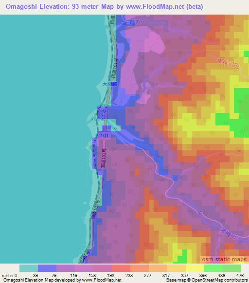 Omagoshi,Japan Elevation Map