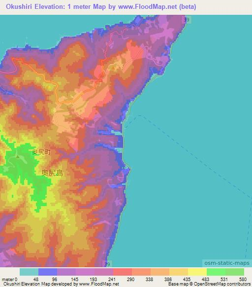 Okushiri,Japan Elevation Map