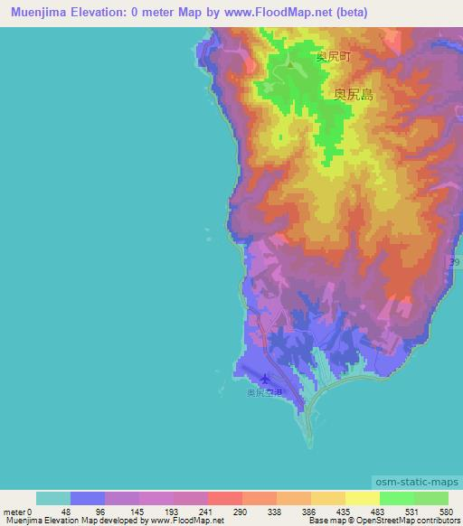 Muenjima,Japan Elevation Map