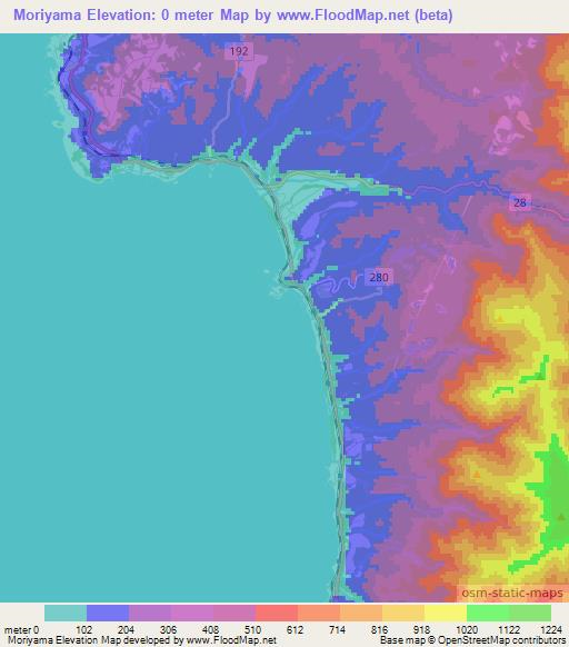 Moriyama,Japan Elevation Map