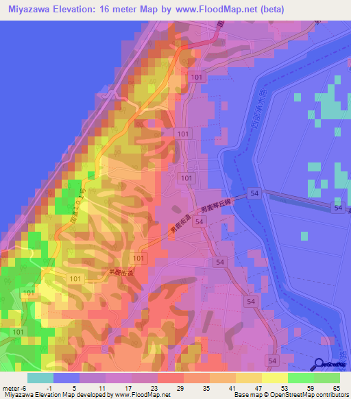 Miyazawa,Japan Elevation Map